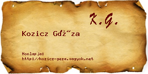 Kozicz Géza névjegykártya