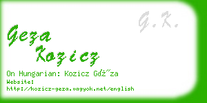 geza kozicz business card